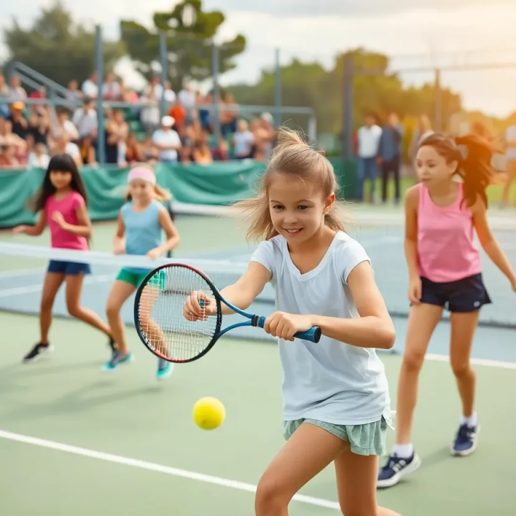 Walla Walla High School tennis players in action during a match