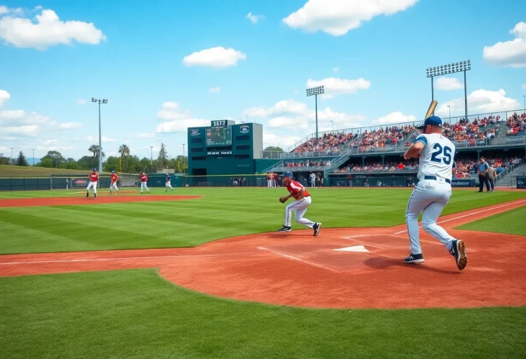 High school baseball players playing on a field