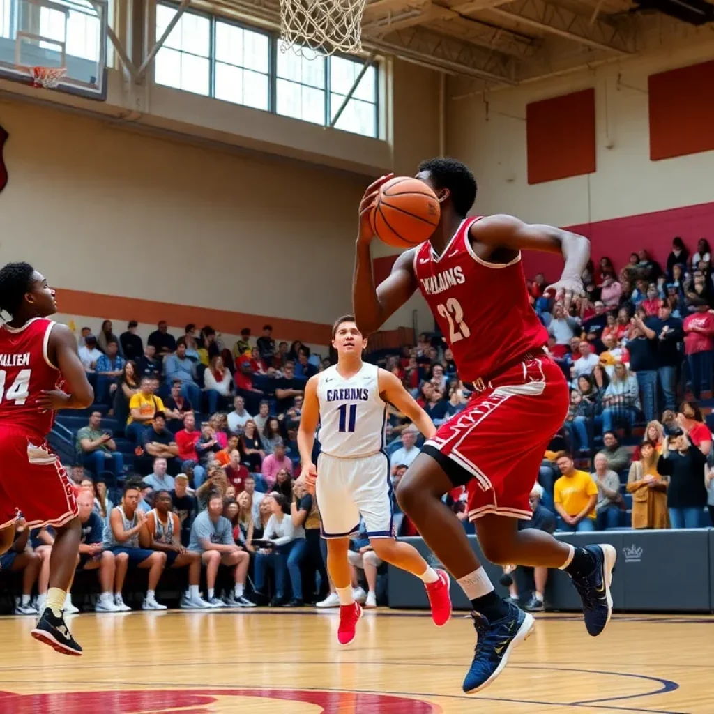 West Central Boys Basketball team playing during a game