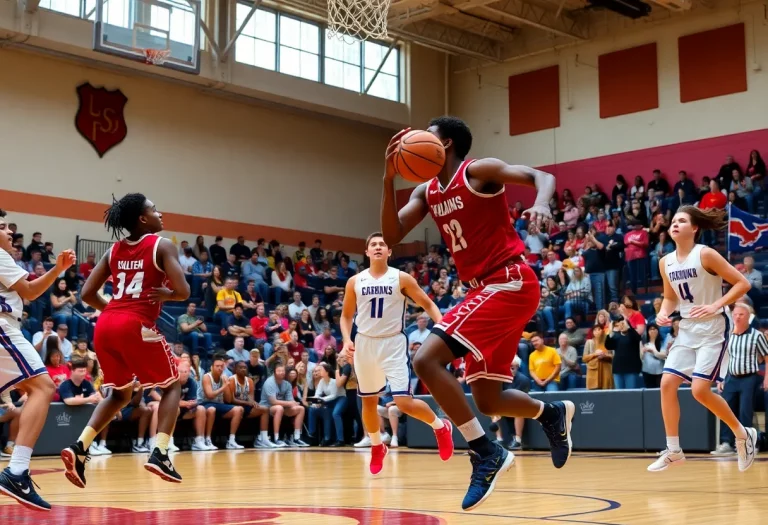 West Central Boys Basketball team playing during a game