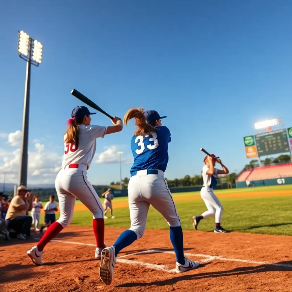Western Brown High School softball team in action at the state tournament.
