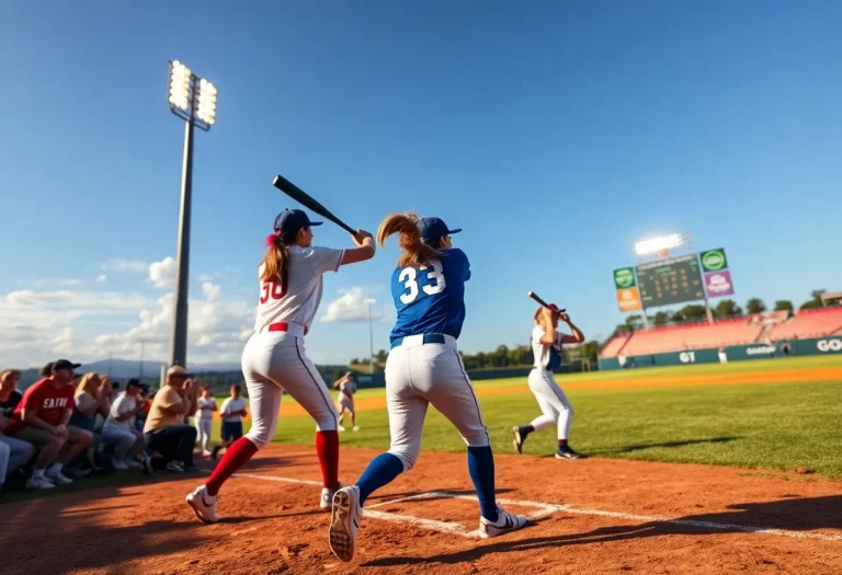 Western Brown High School softball team in action at the state tournament.