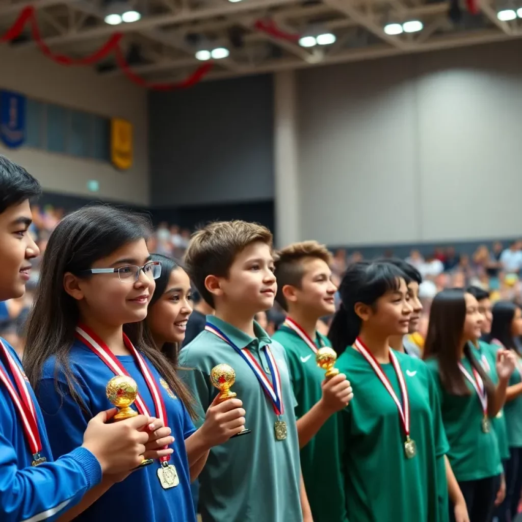 Students celebrating at the All-Central New York Sports Awards ceremony