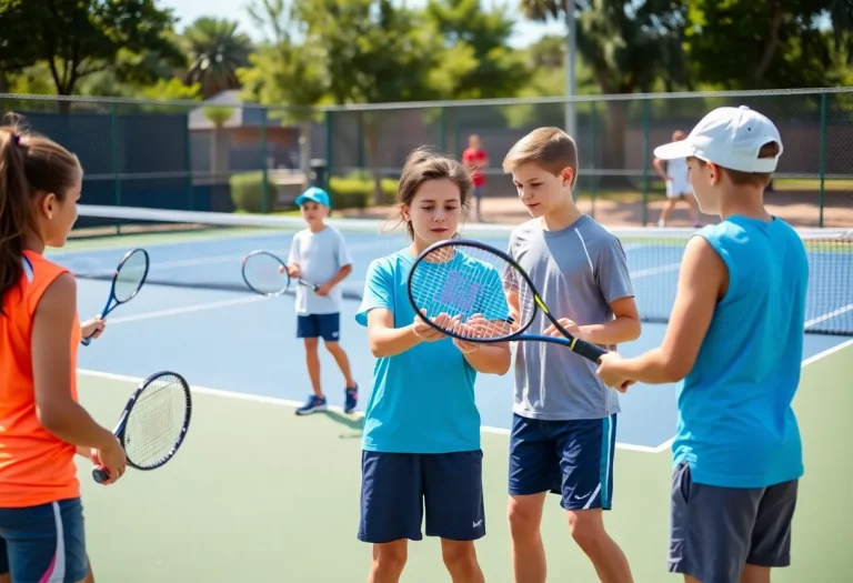 Ada High School tennis team practicing on the court