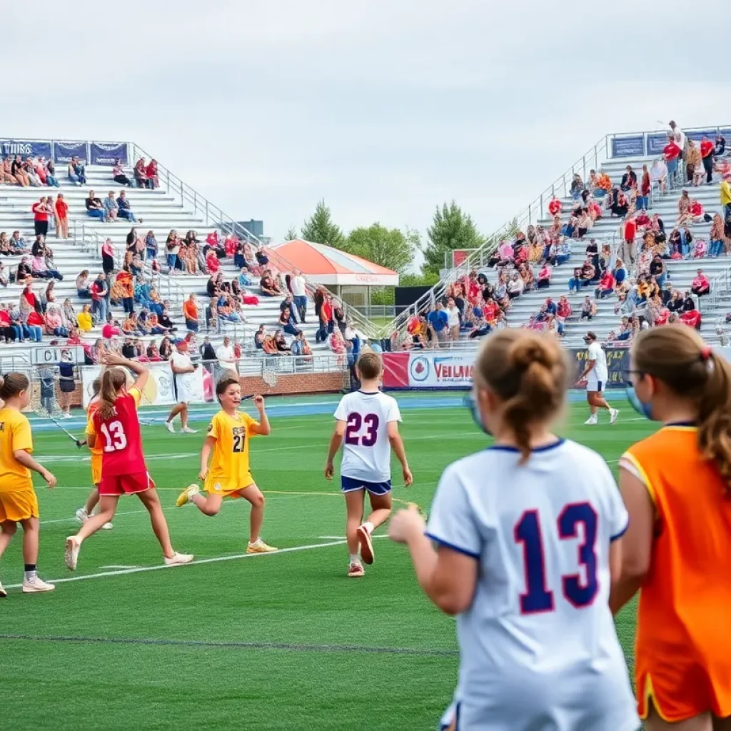 Lacrosse players competing at the Adrenaline All-American Games in Frisco, Texas