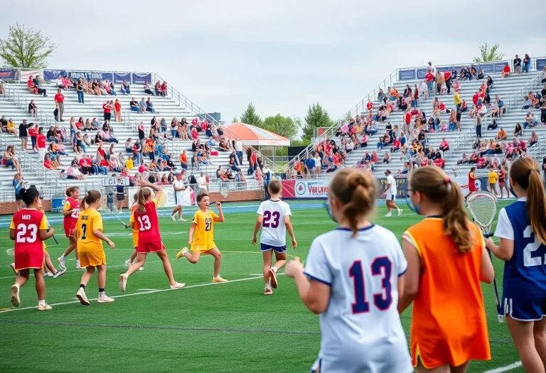 Lacrosse players competing at the Adrenaline All-American Games in Frisco, Texas