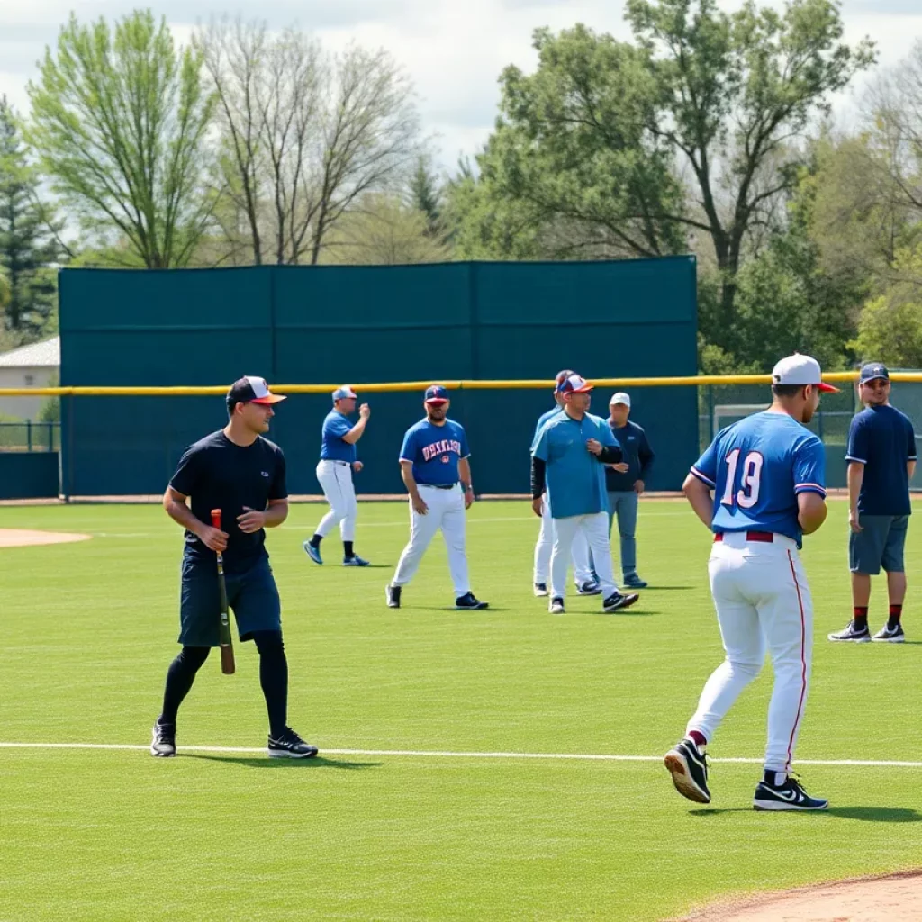Practice session of a community baseball team at Albany field.