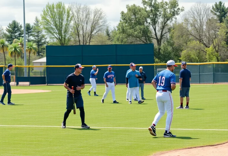 Practice session of a community baseball team at Albany field.