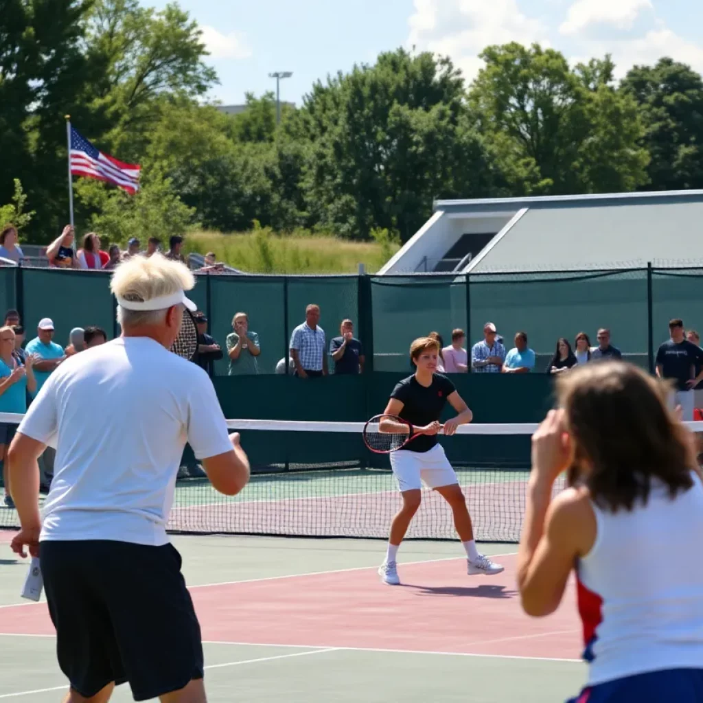 Alleman High School tennis players in action on the court