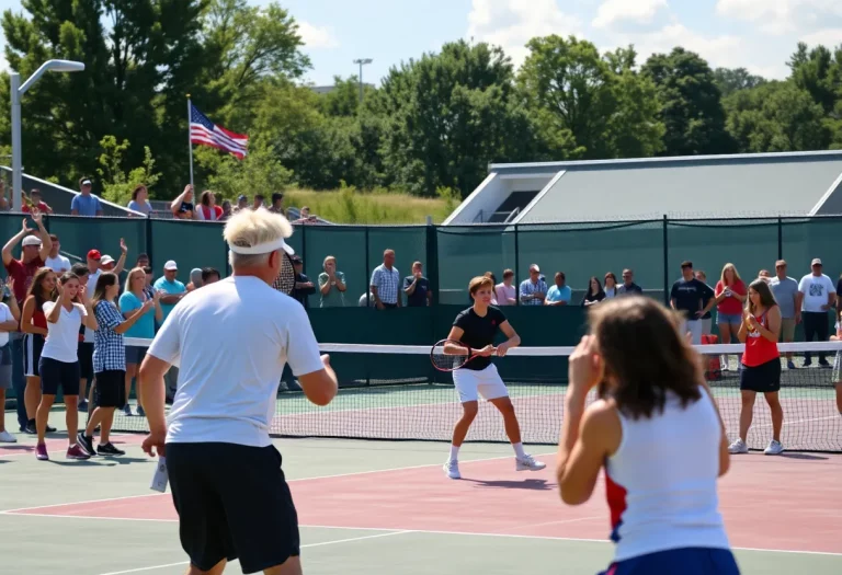 Alleman High School tennis players in action on the court