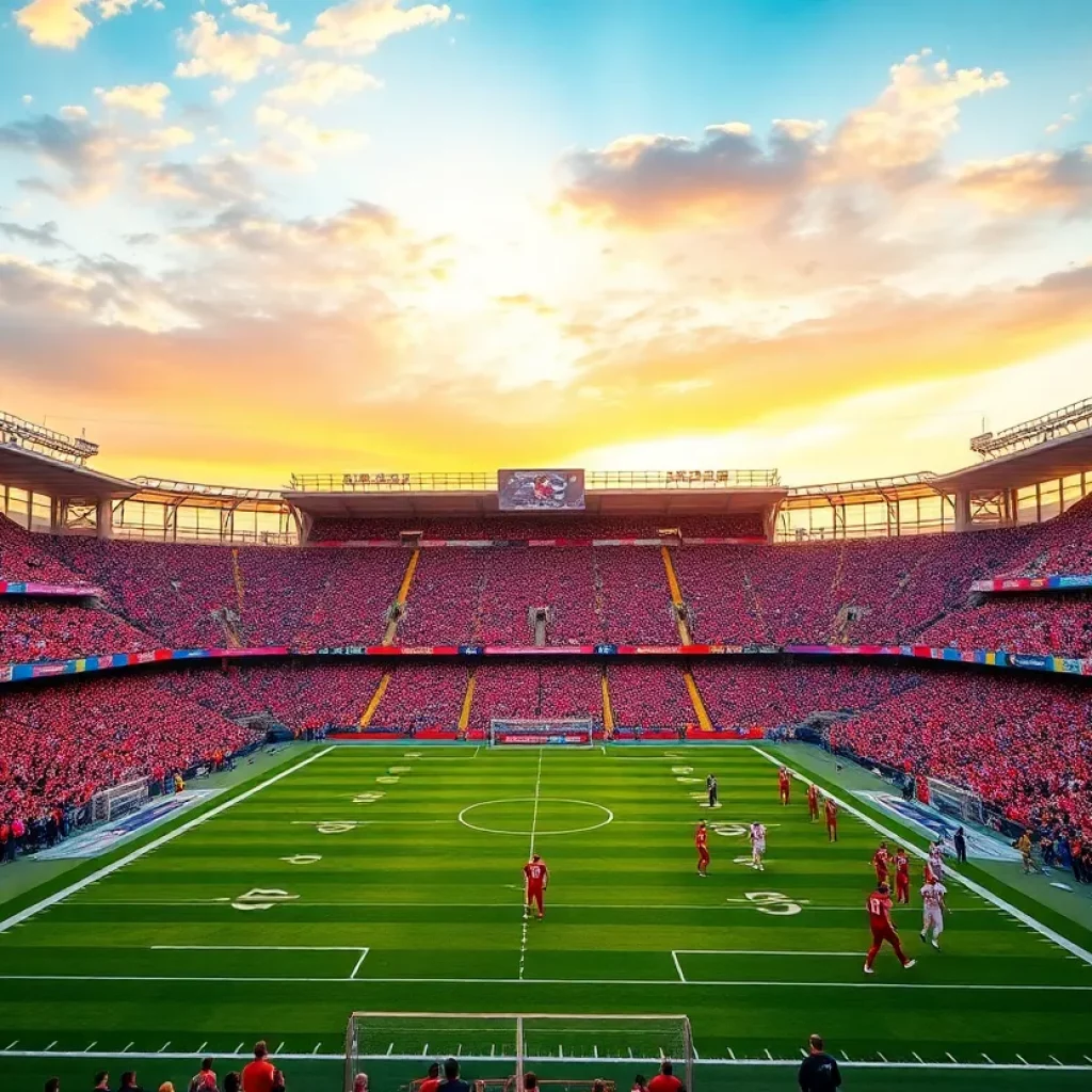 Excited fans and players at an Arkansas high school football game
