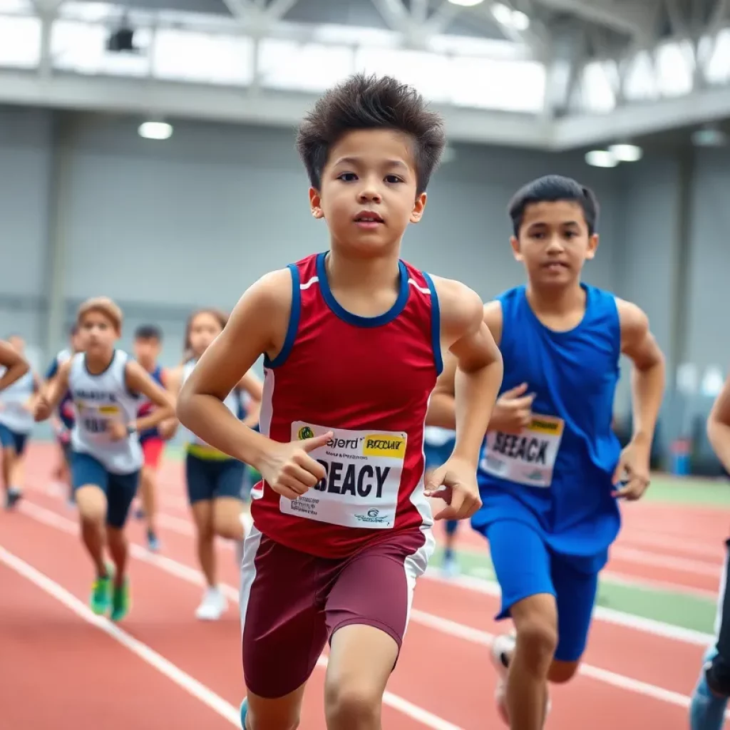 Young athletes engaged in track and field competitions