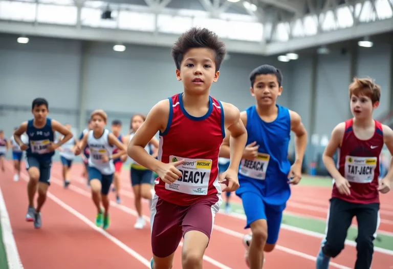 Young athletes engaged in track and field competitions