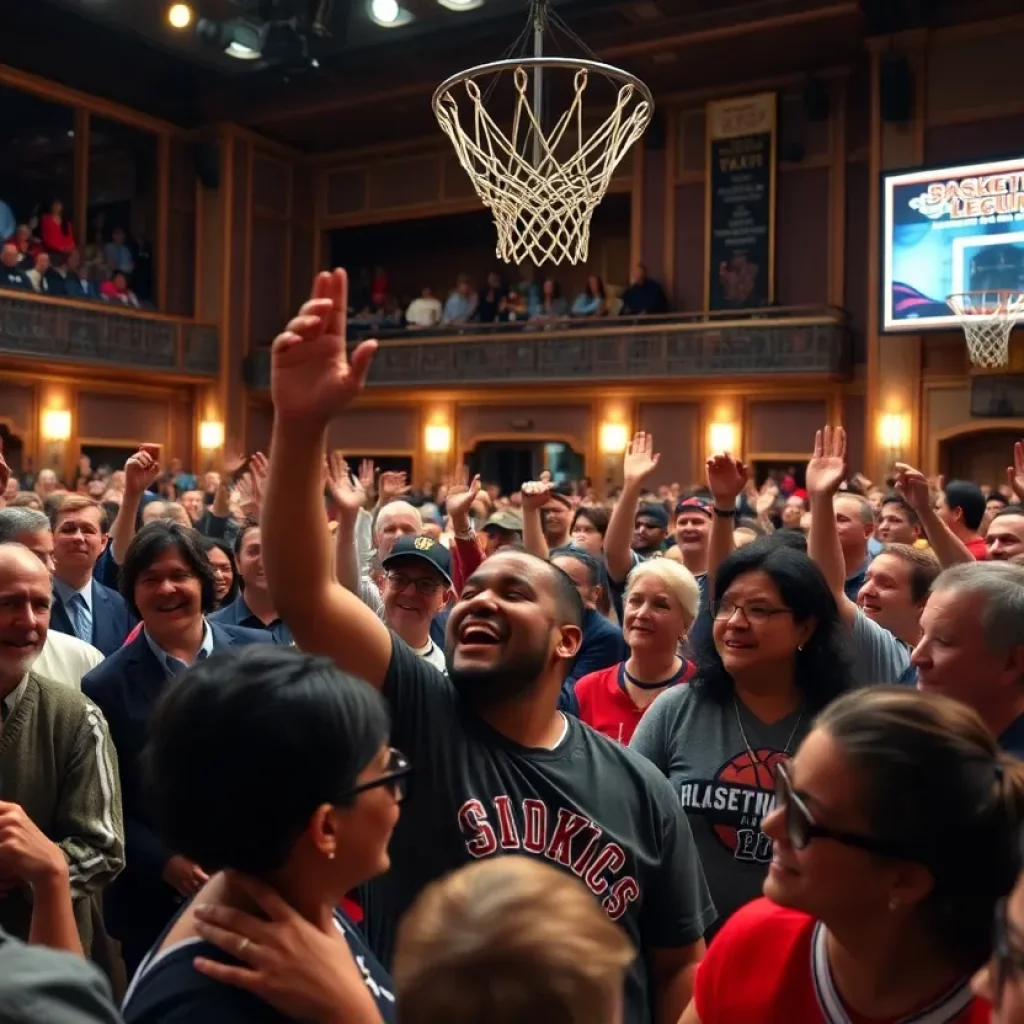 Induction ceremony celebrating local basketball legends