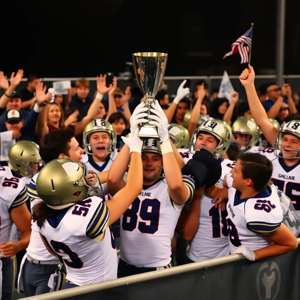Beaver High School football team celebrates their championship victory.