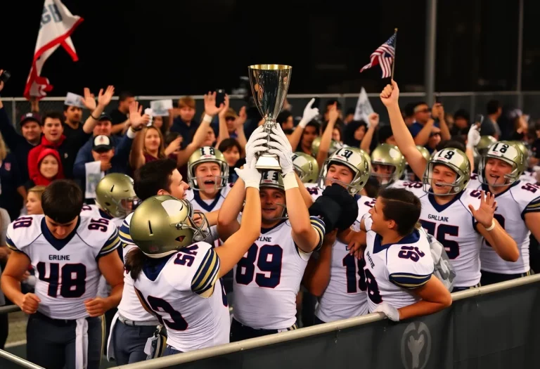 Beaver High School football team celebrates their championship victory.