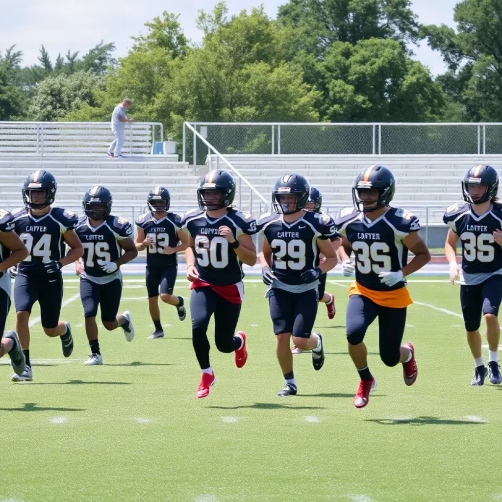 Beaver Valley High School football team practicing on the field
