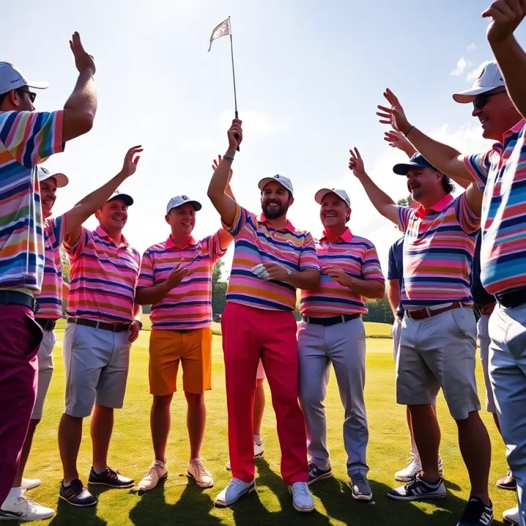 Blacksburg High School golf team celebrating their national championship win.