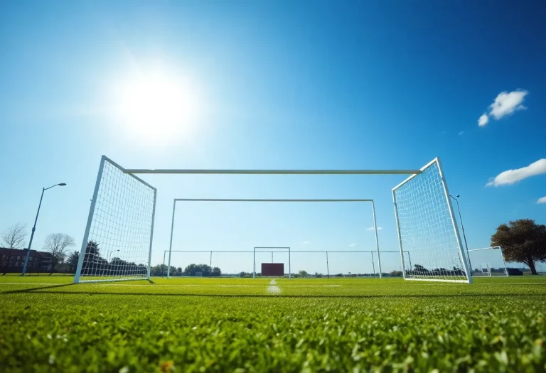 Empty football field representing a tragedy.