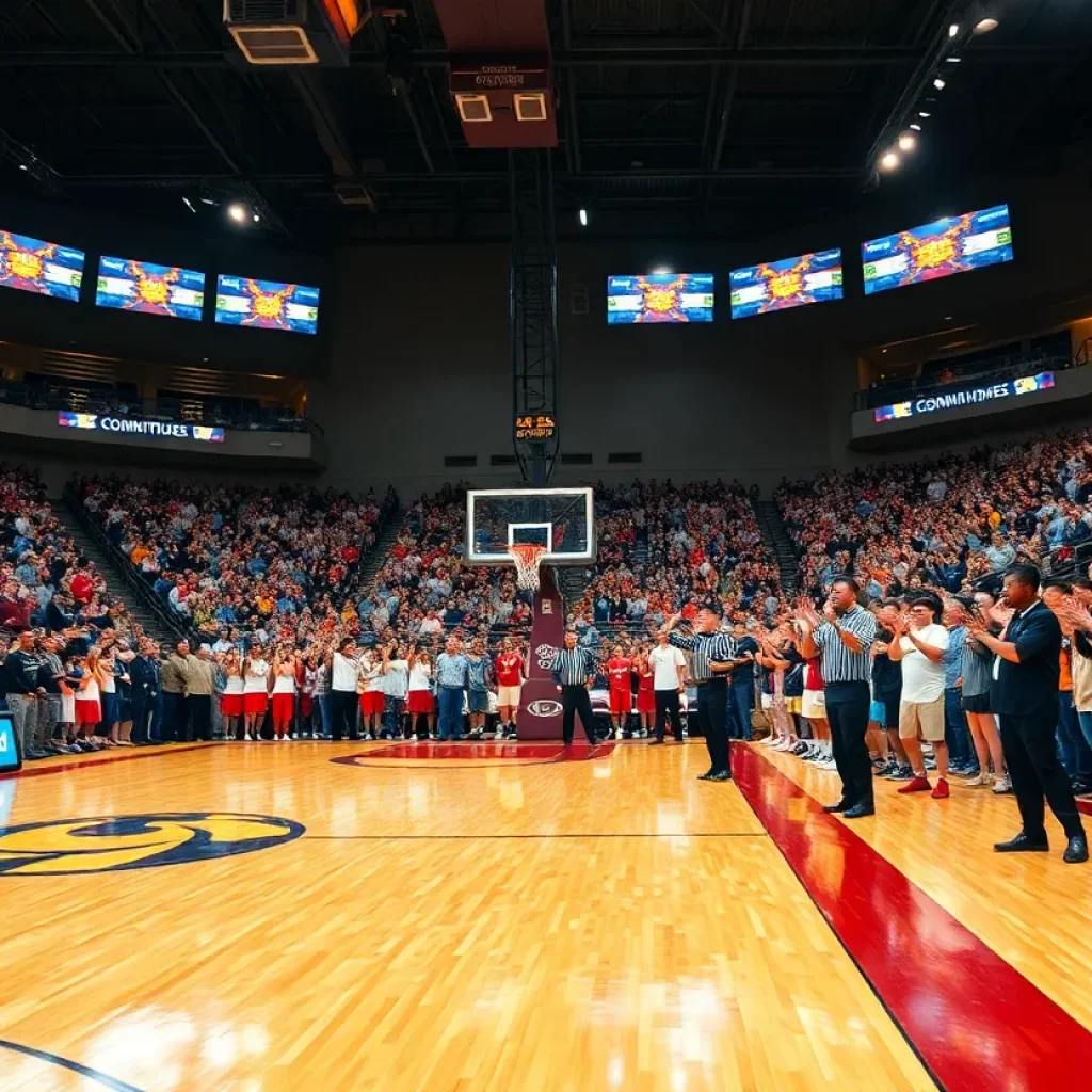 Celebration of college basketball commitment