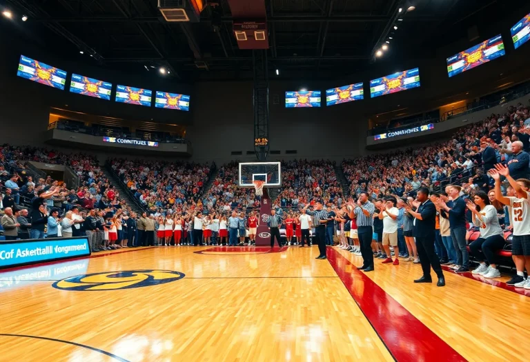Celebration of college basketball commitment