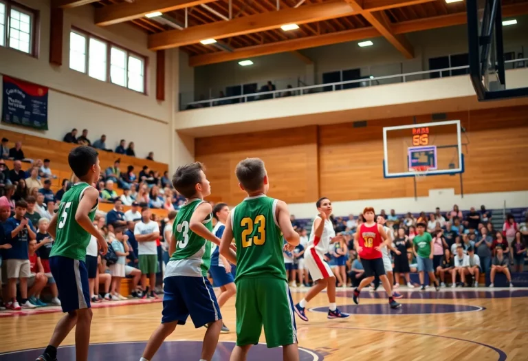 Cedar Beach Basketball Showcase with players on court