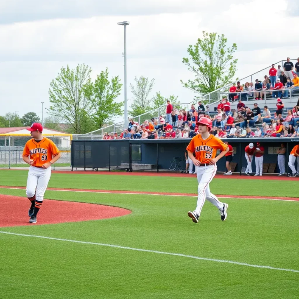 Cedar Rapids Kennedy baseball team playing on the field