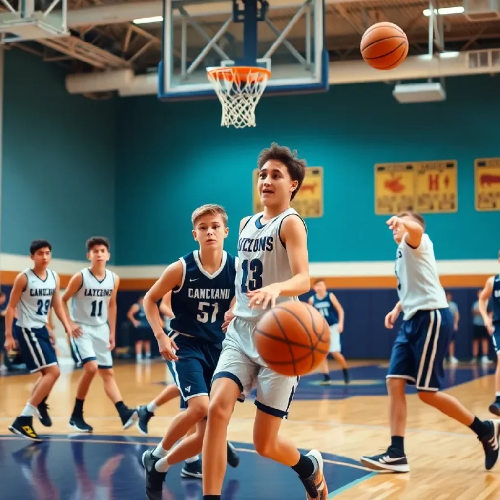 High school basketball players from Christ School during a game