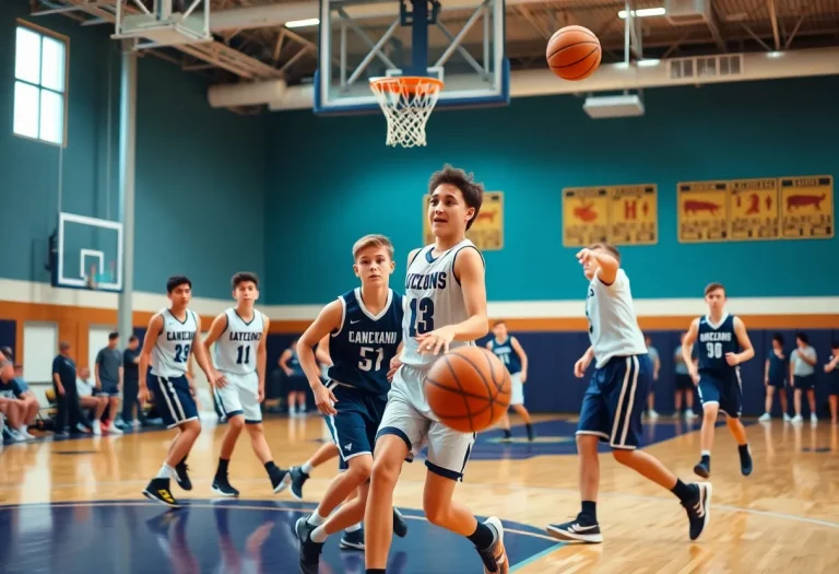 High school basketball players from Christ School during a game