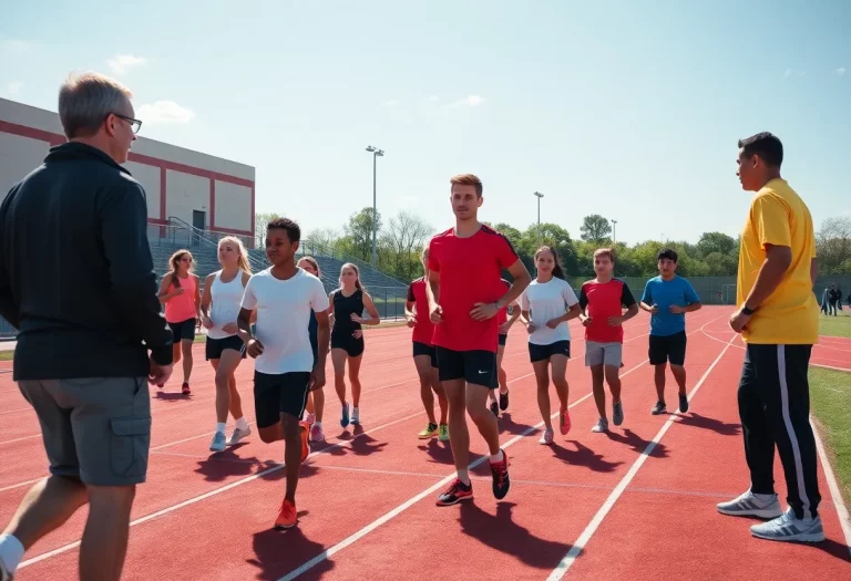 Track and field athletes training together at Cigarroa High School.