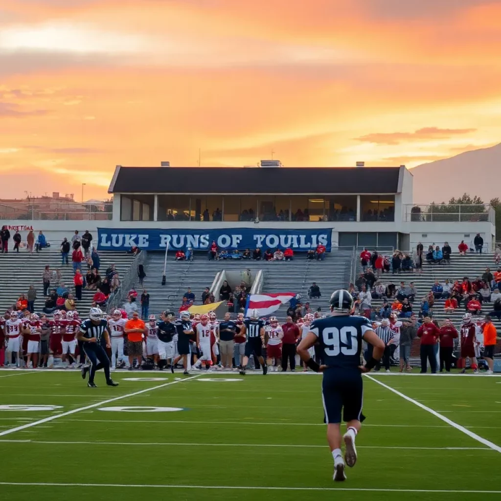 Football players on the field in Denver, preparing for the 2025 season.