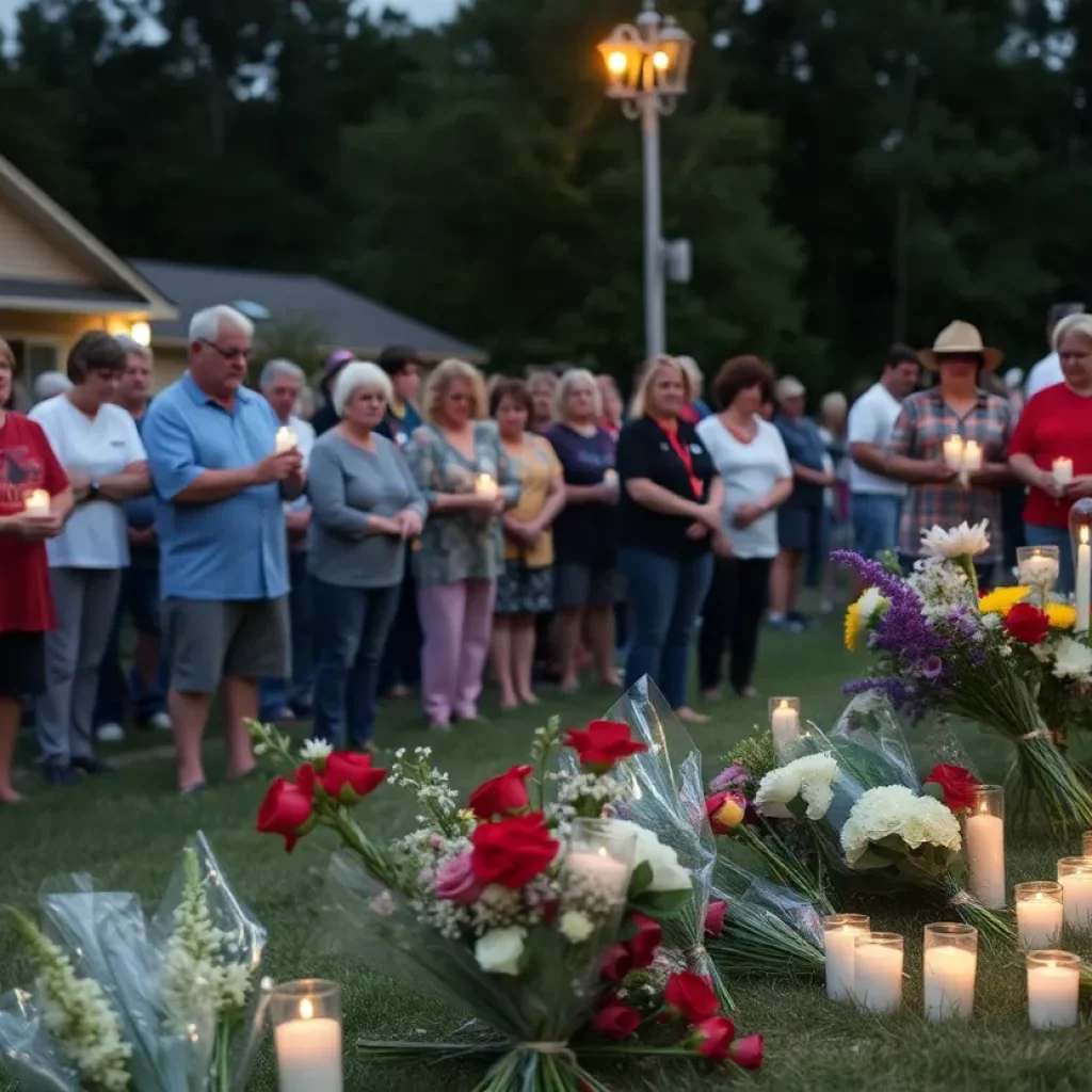 Community members gather for a memorial honoring two teenagers lost to lightning strikes.
