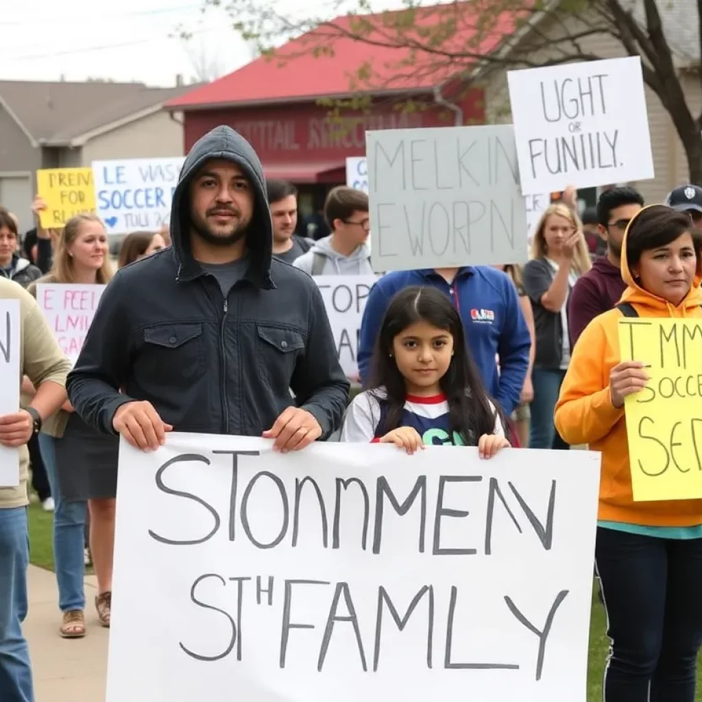 Community rally supporting immigrant rights in West Liberty, Iowa.