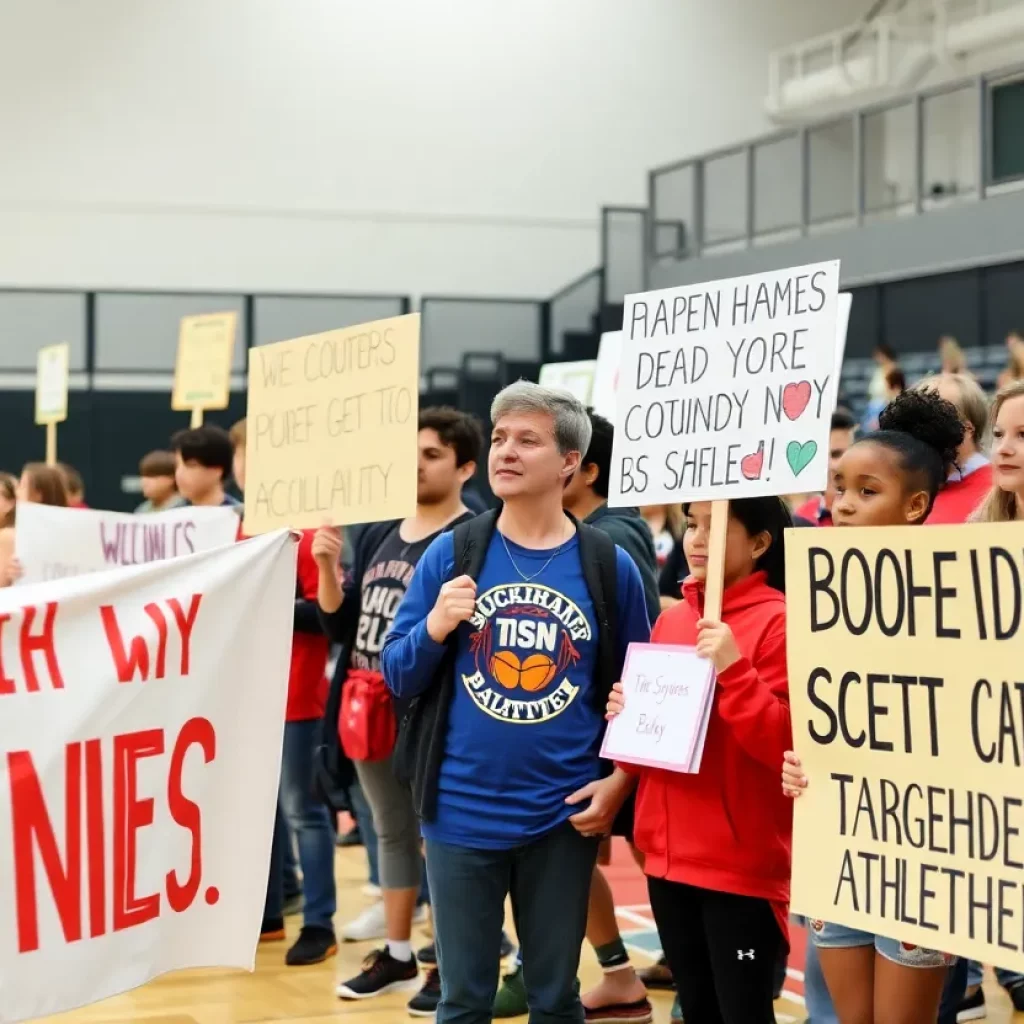Supportive community gathering for a football player in ICU