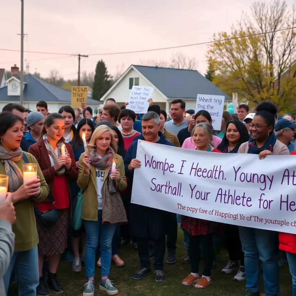 Community members gathered in support of a young athlete recovering from heatstroke.