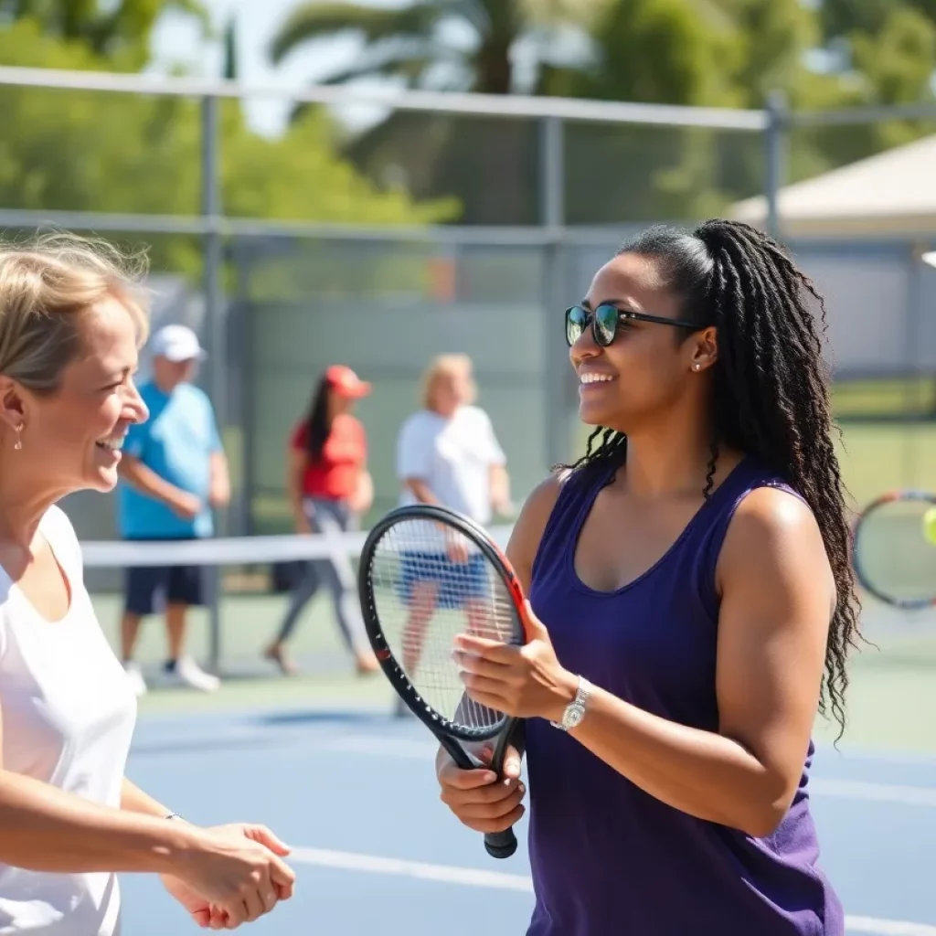 Tennis players participating in a community tournament