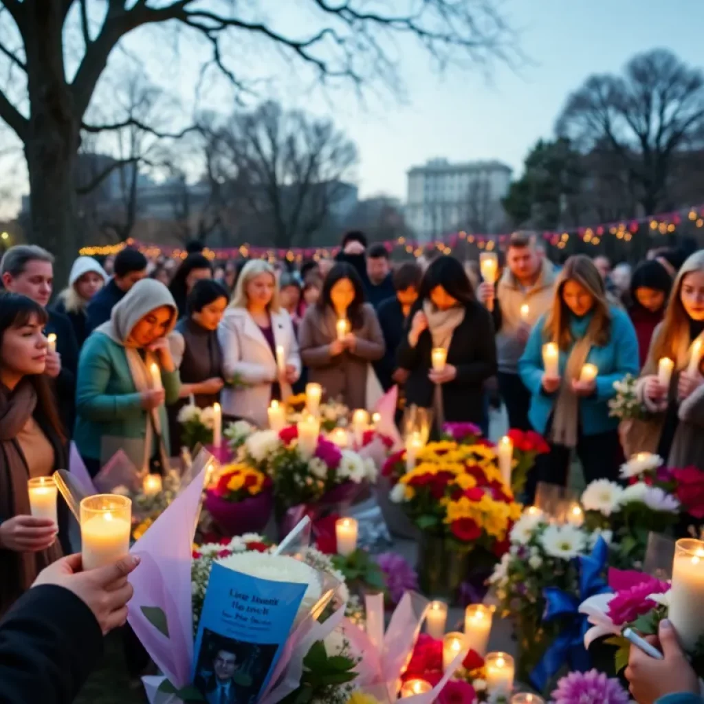 Tributes in a park for Sitivi Faiai