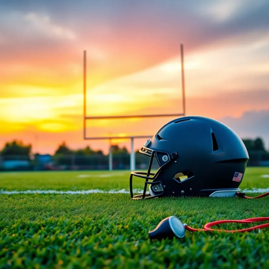 Football field at sunset symbolizing change