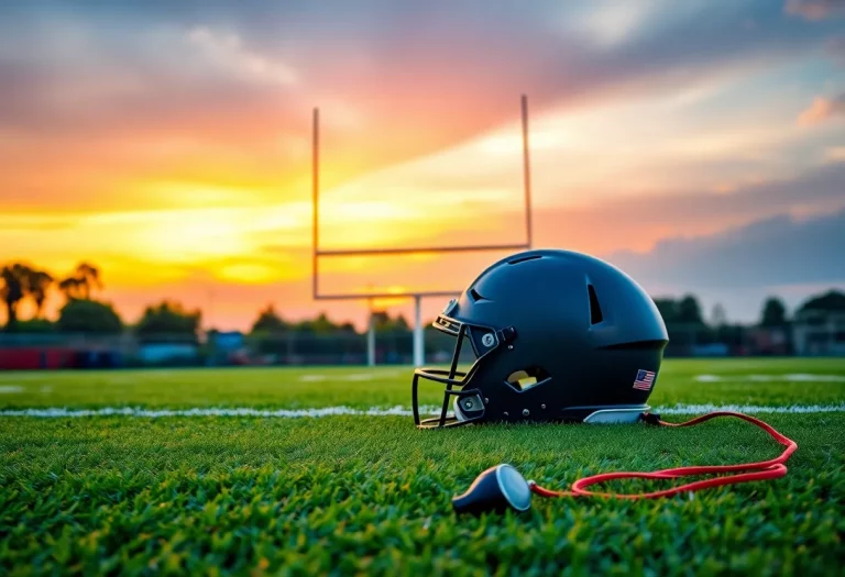 Football field at sunset symbolizing change