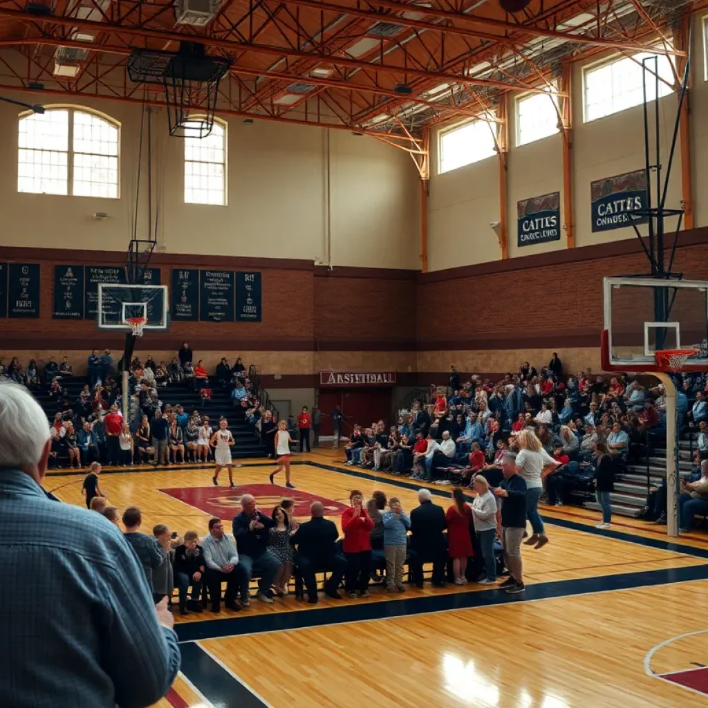 Historic Crawfordsville gym during a basketball game
