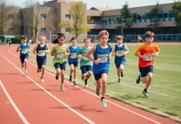 Students training on a cross country track at Zeeland East
