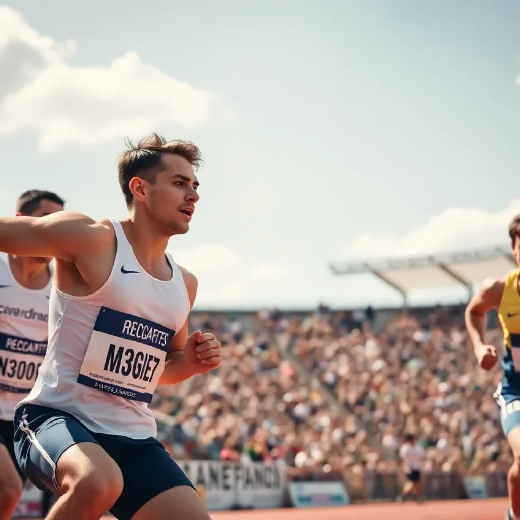 Athletes competing in a decathlon event at the AAU Junior Olympics