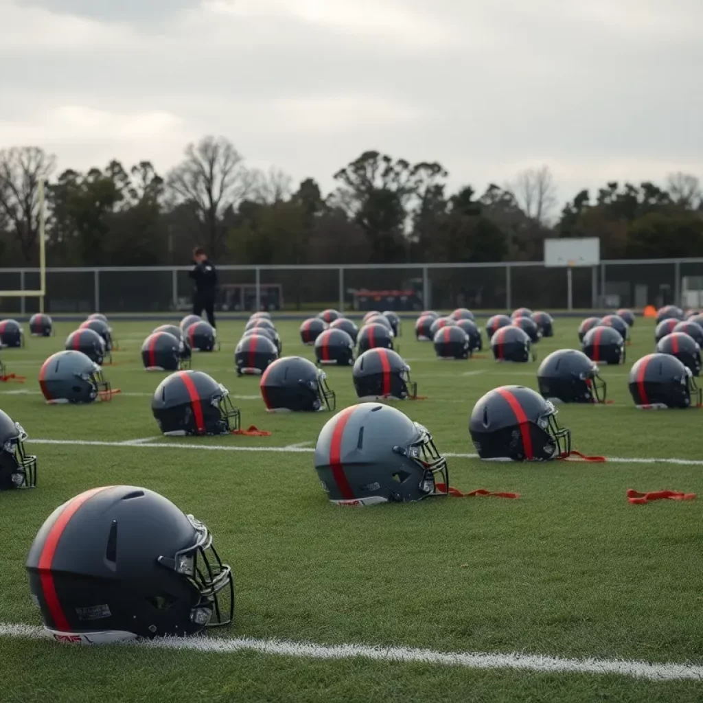 Empty football practice field symbolizing loss