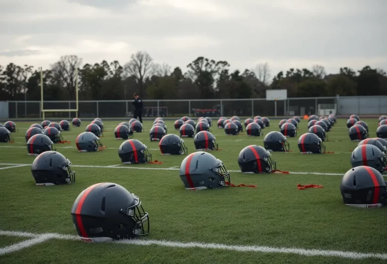 Empty football practice field symbolizing loss