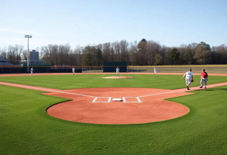 Double first base setup in high school baseball game