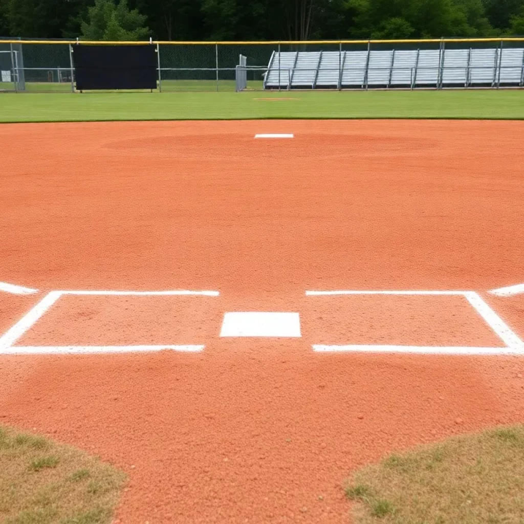 Double first base setup in high school baseball field