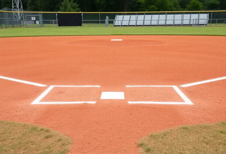 Double first base setup in high school baseball field