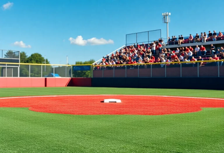 Double first base layout on a high school baseball field