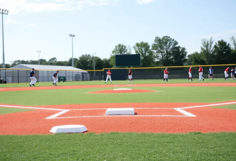 Double first base system on a high school baseball field