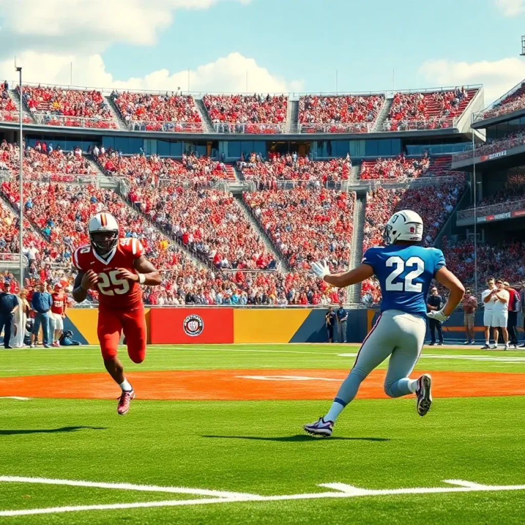 A dual-sport athlete playing both football and baseball on campus.